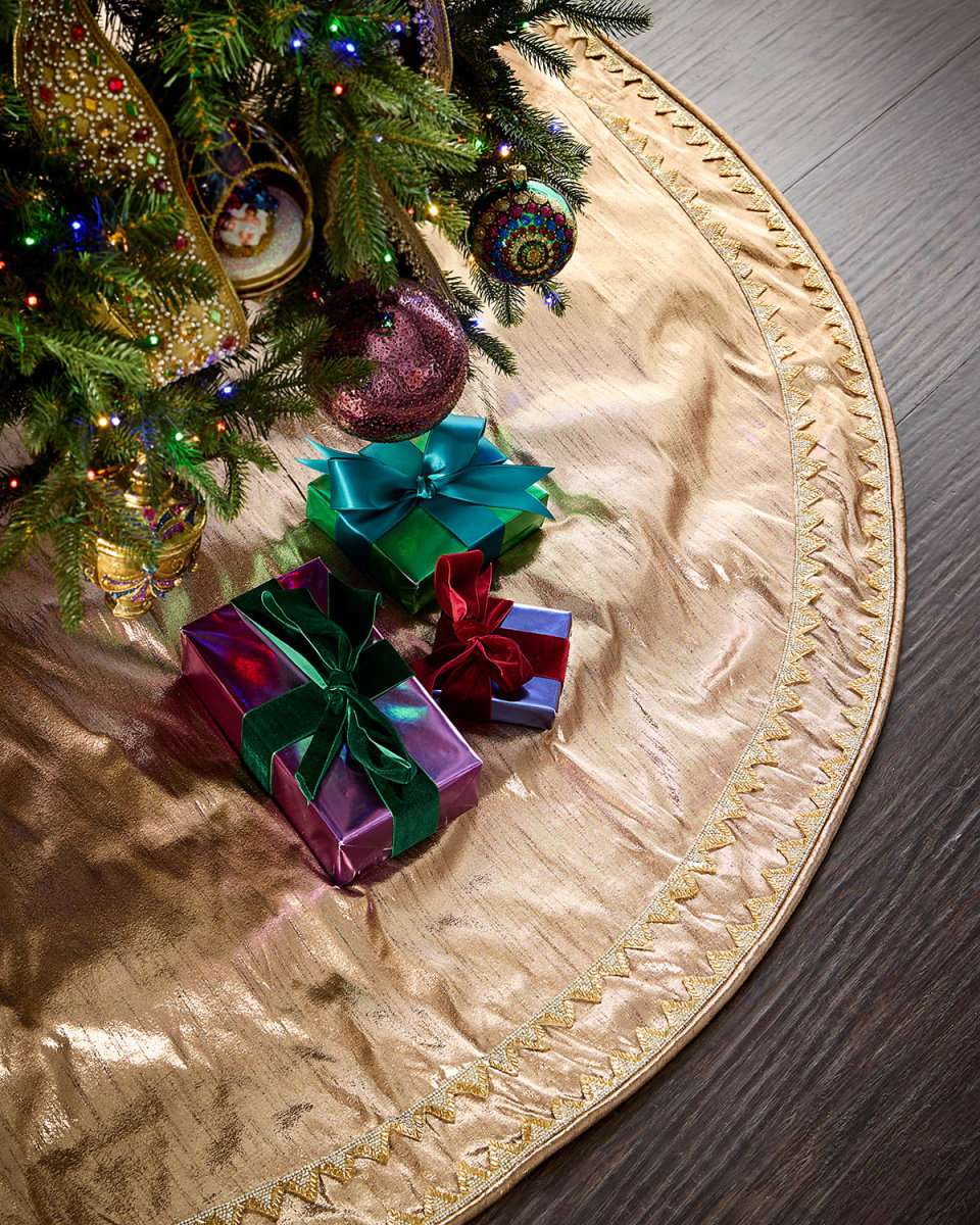 64" Art Deco Bronze Metallic Dupioni Tree Skirt